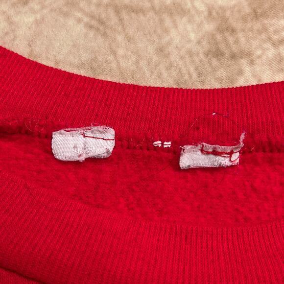 Vintage 90s Holiday Village Puffy Print Graphic Sweatshirt Winter Christmas Red - Picture 5 of 6